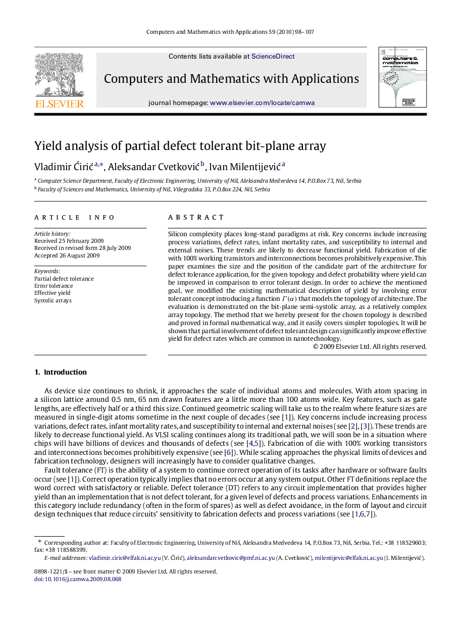 Yield analysis of partial defect tolerant bit-plane array