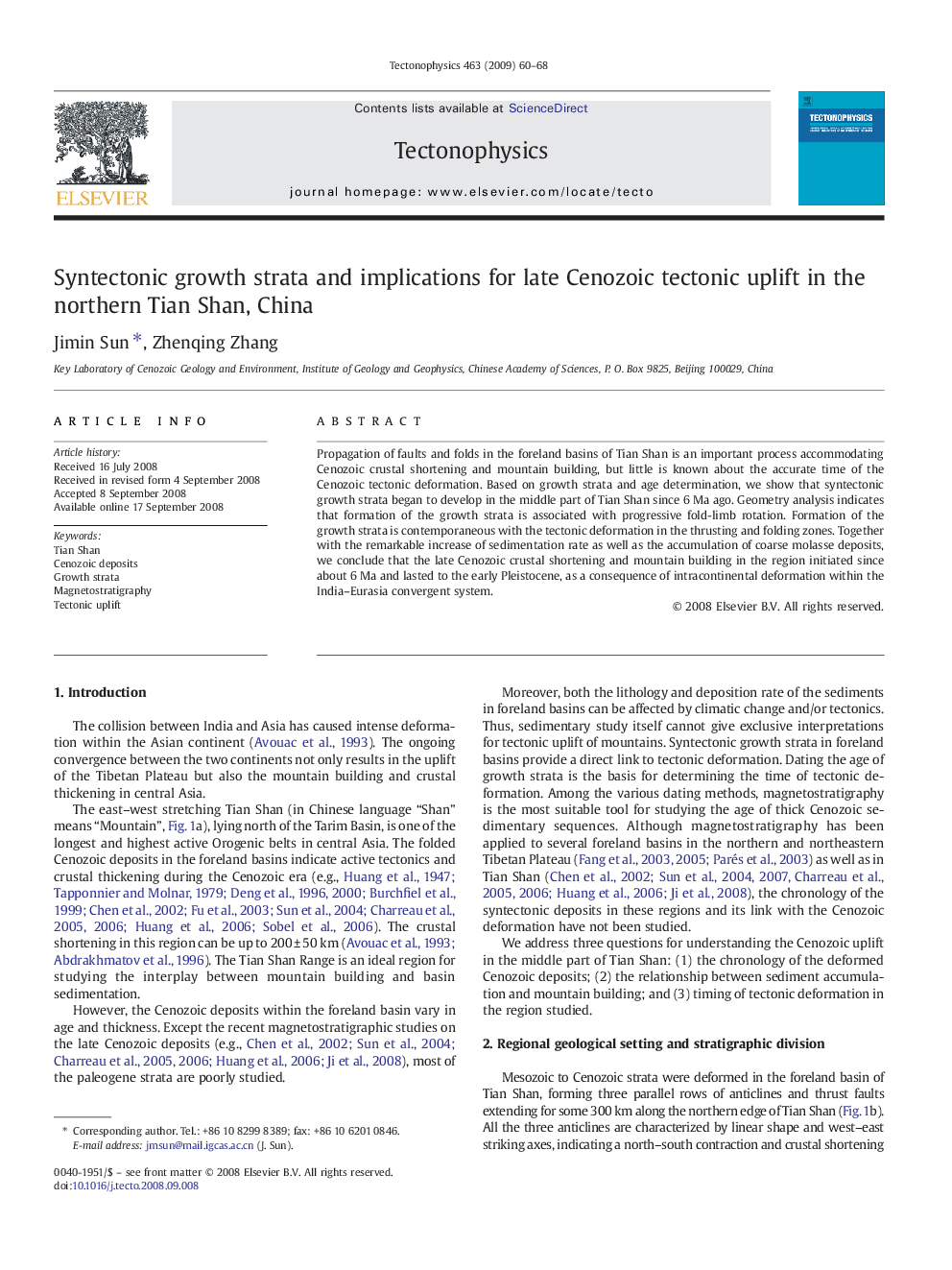 Syntectonic growth strata and implications for late Cenozoic tectonic uplift in the northern Tian Shan, China