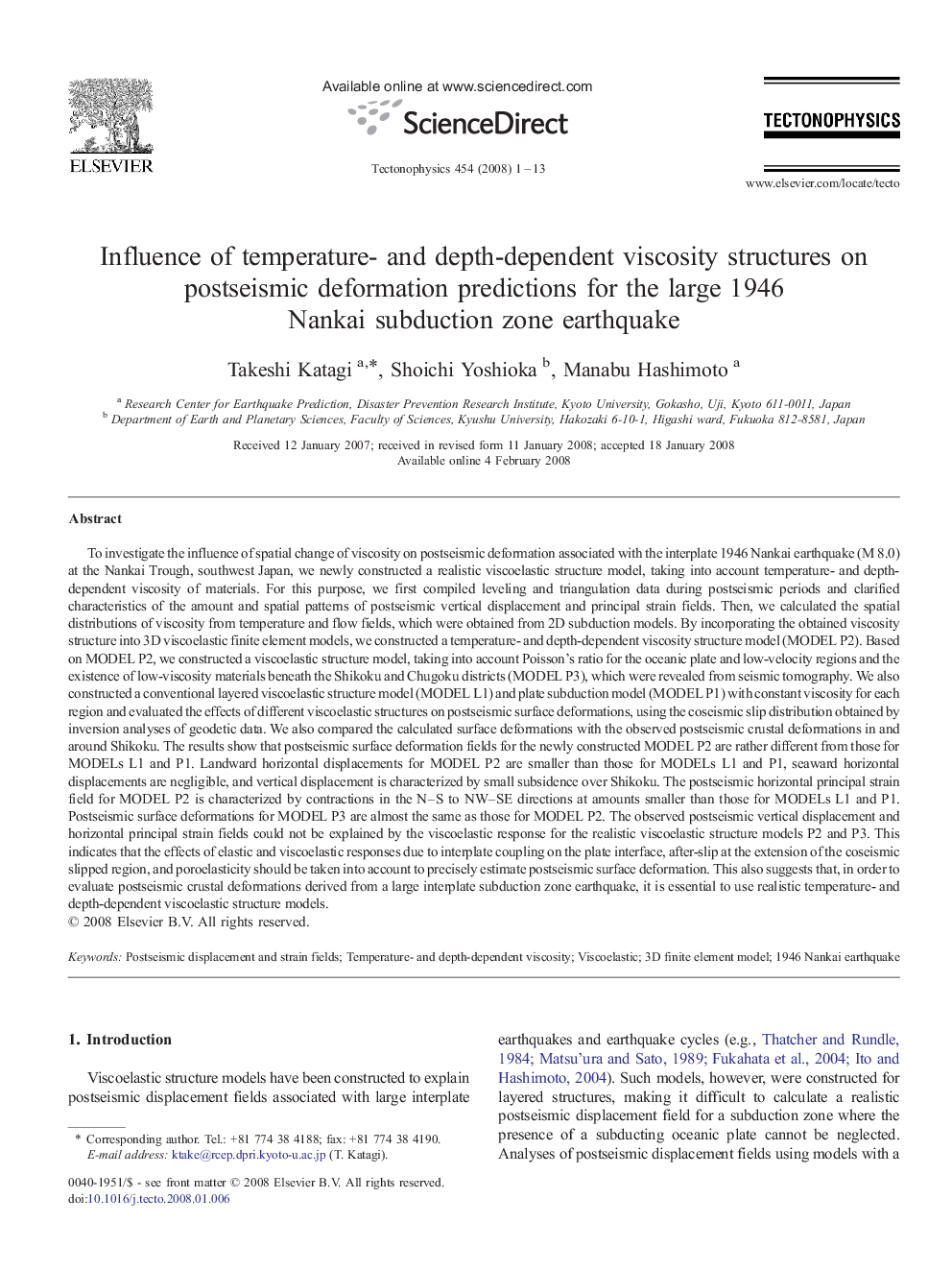 Influence of temperature- and depth-dependent viscosity structures on postseismic deformation predictions for the large 1946 Nankai subduction zone earthquake