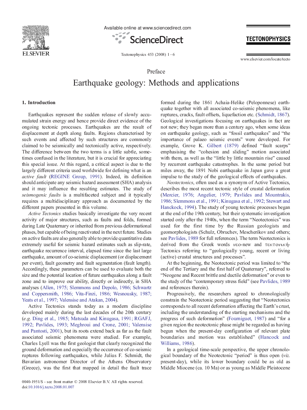 Earthquake geology: Methods and applications