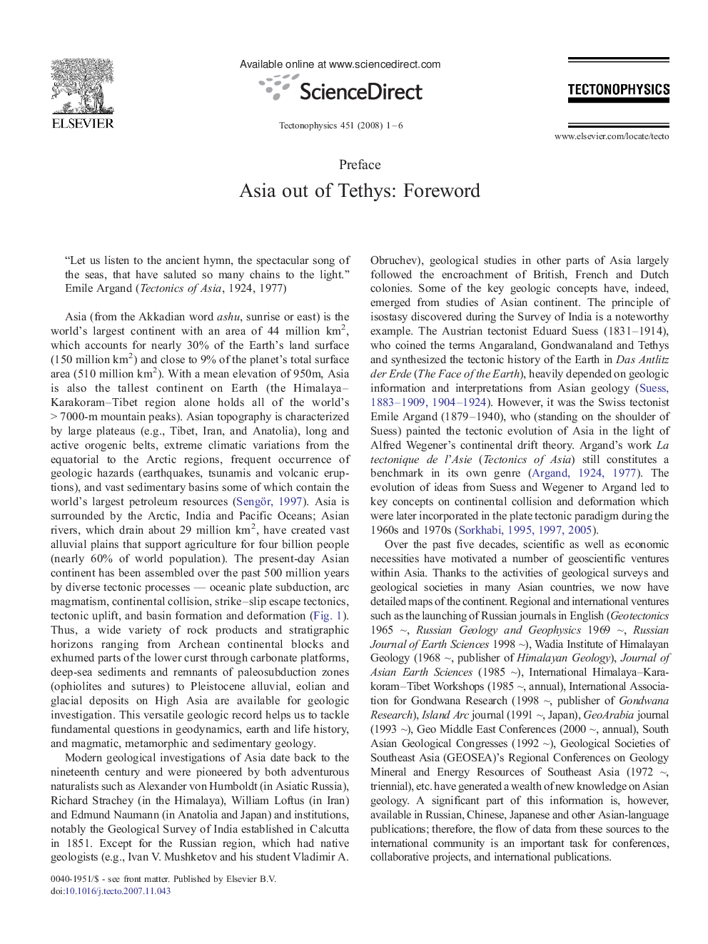 Asia out of Tethys: Foreword