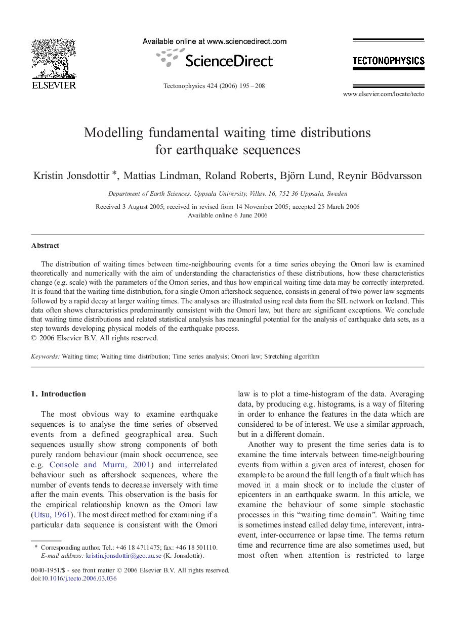 Modelling fundamental waiting time distributions for earthquake sequences