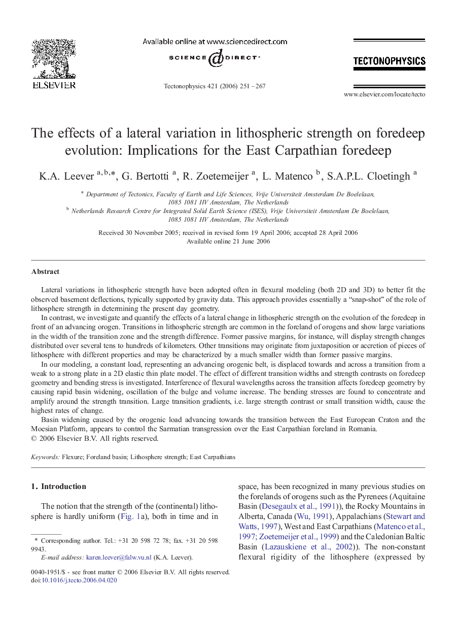 The effects of a lateral variation in lithospheric strength on foredeep evolution: Implications for the East Carpathian foredeep