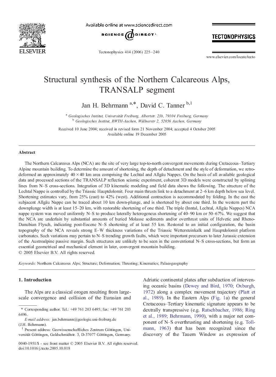 Structural synthesis of the Northern Calcareous Alps, TRANSALP segment