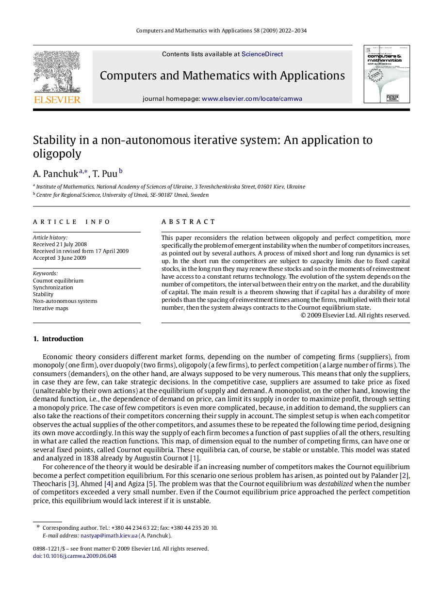 Stability in a non-autonomous iterative system: An application to oligopoly