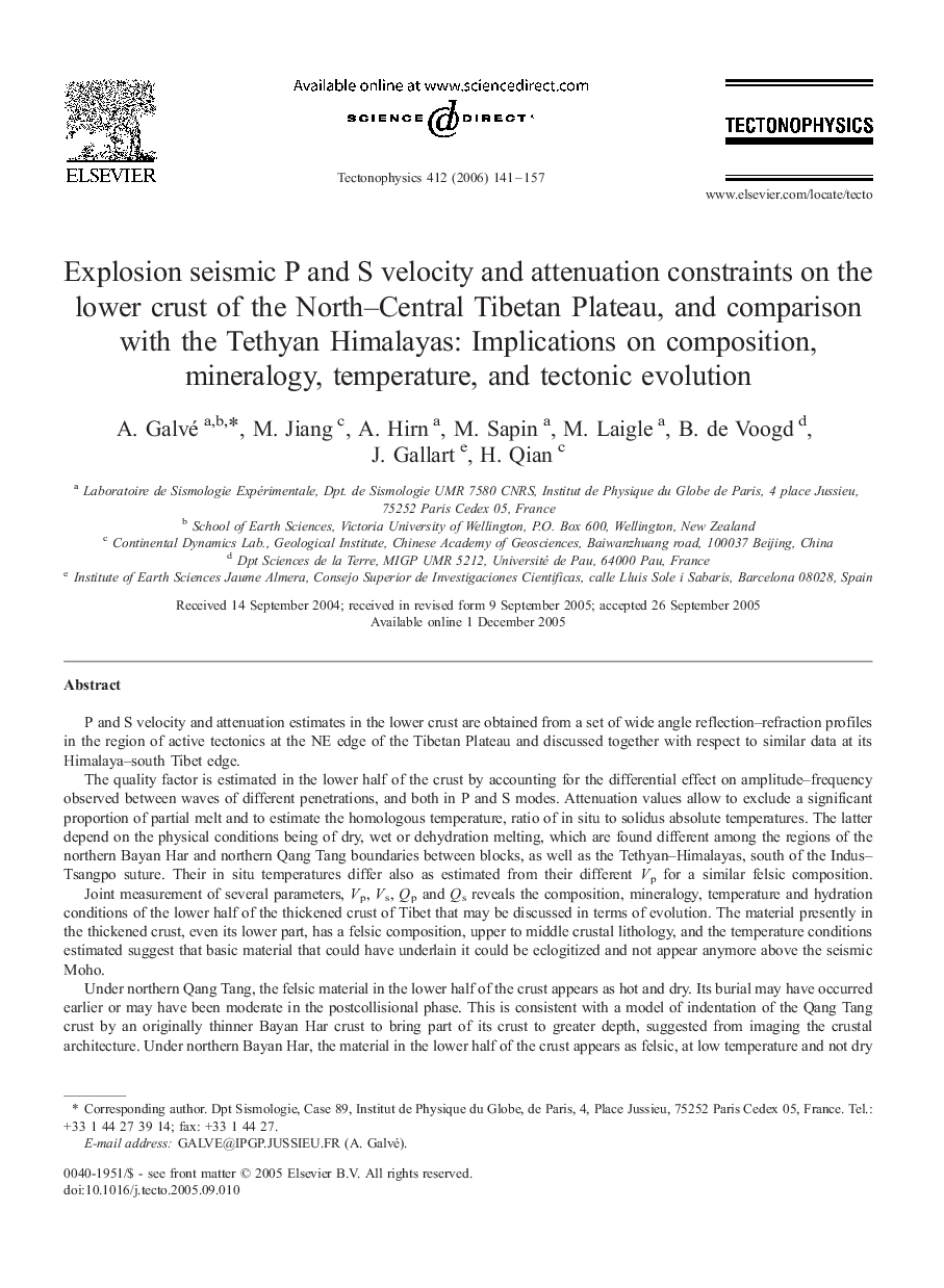 Explosion seismic P and S velocity and attenuation constraints on the lower crust of the North–Central Tibetan Plateau, and comparison with the Tethyan Himalayas: Implications on composition, mineralogy, temperature, and tectonic evolution