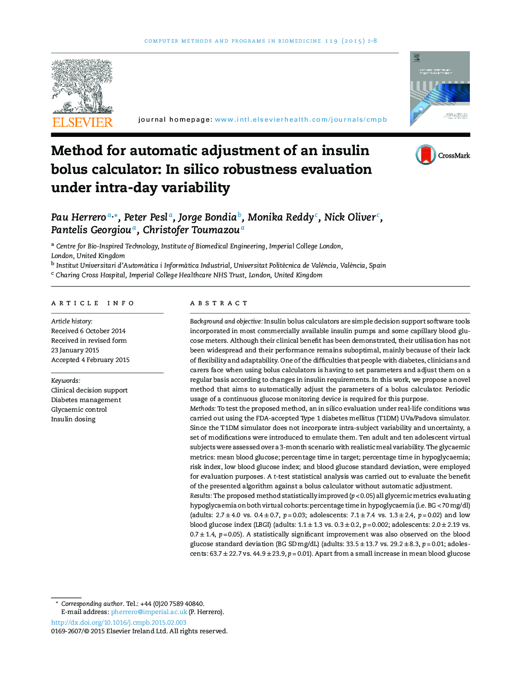 Method for automatic adjustment of an insulin bolus calculator: In silico robustness evaluation under intra-day variability