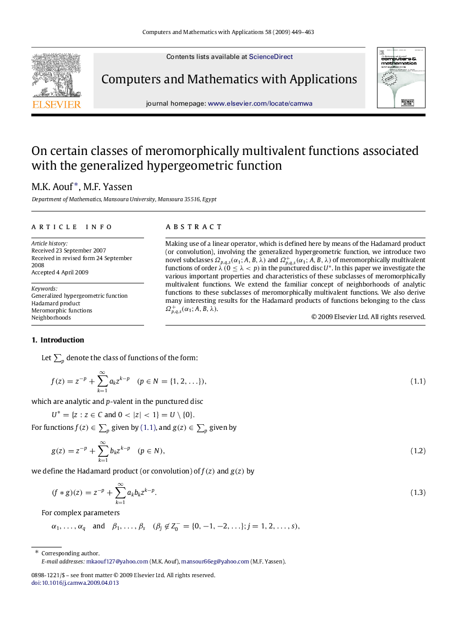 On certain classes of meromorphically multivalent functions associated with the generalized hypergeometric function