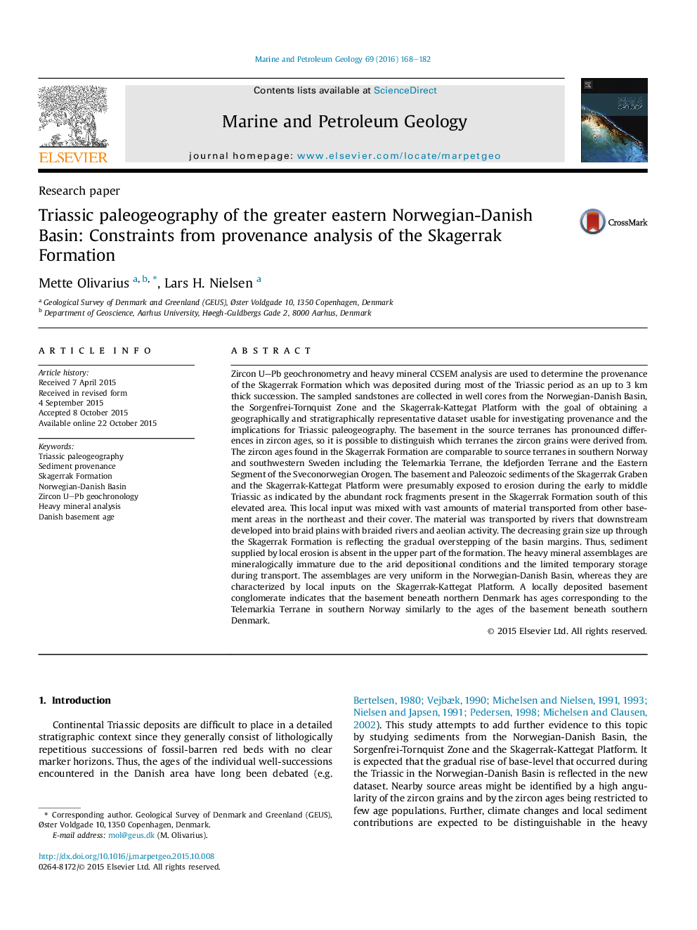 Triassic paleogeography of the greater eastern Norwegian-Danish Basin: Constraints from provenance analysis of the Skagerrak Formation