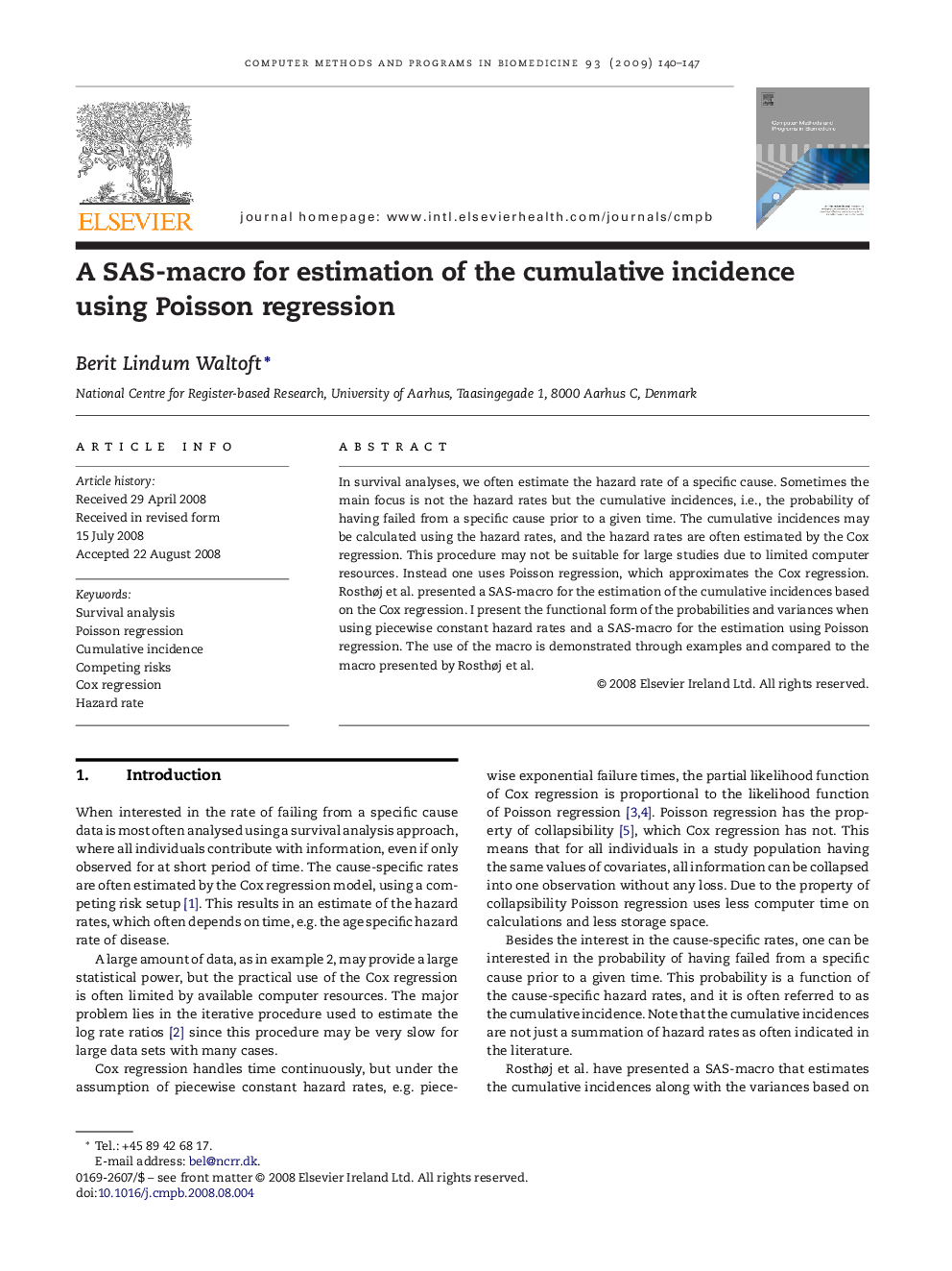 A SAS-macro for estimation of the cumulative incidence using Poisson regression