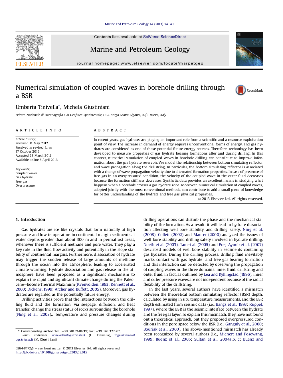 Numerical simulation of coupled waves in borehole drilling through a BSR