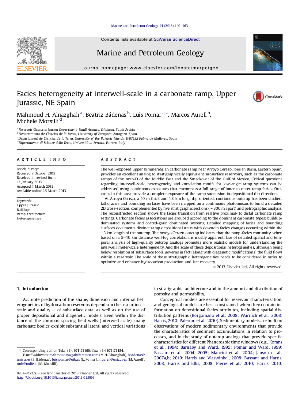 Facies heterogeneity at interwell-scale in a carbonate ramp, Upper Jurassic, NE Spain