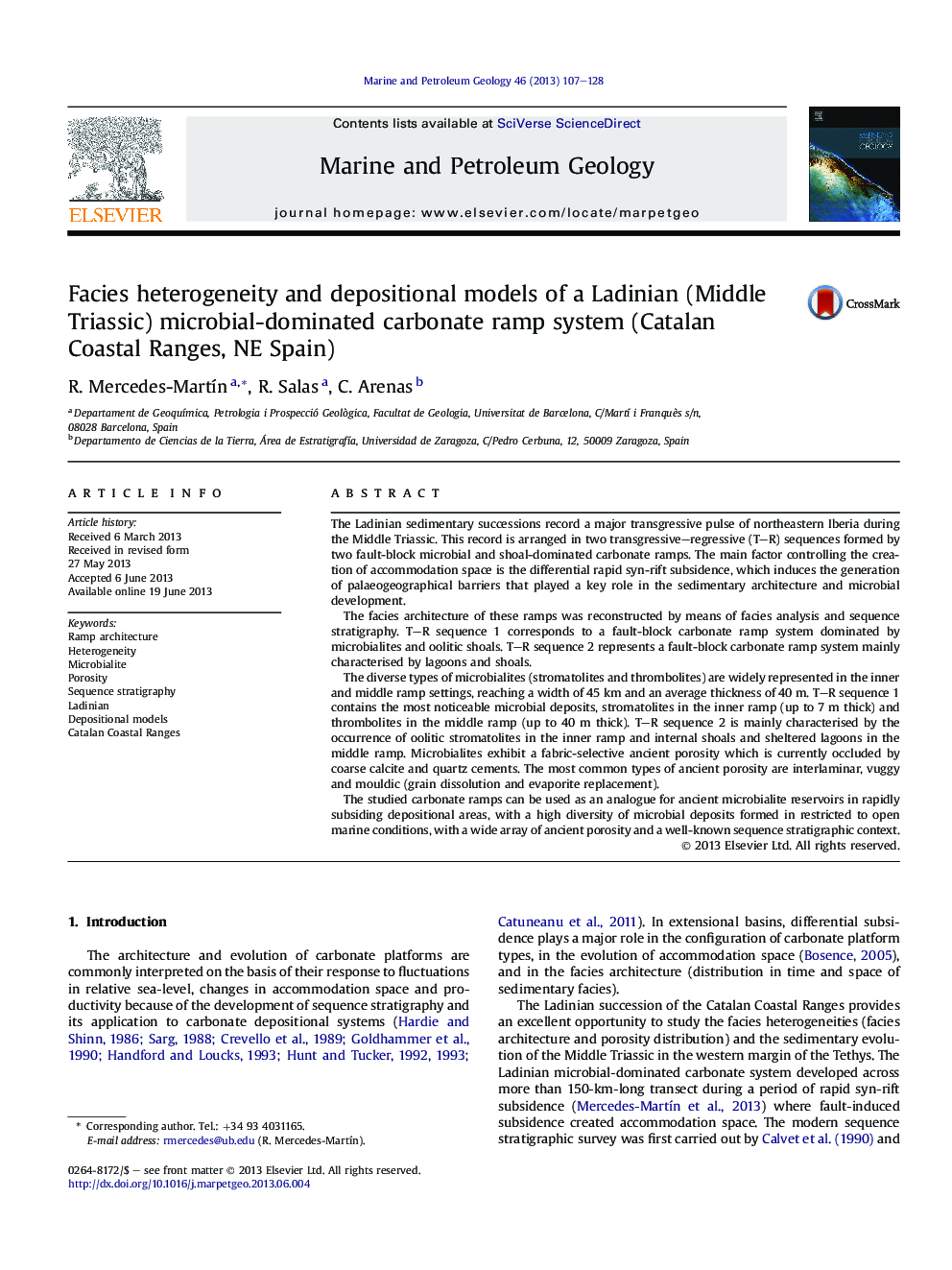 Facies heterogeneity and depositional models of a Ladinian (Middle Triassic) microbial-dominated carbonate ramp system (Catalan Coastal Ranges, NE Spain)