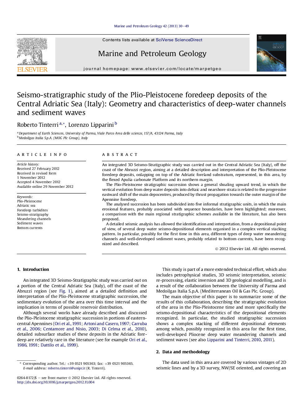 Seismo-stratigraphic study of the Plio-Pleistocene foredeep deposits of the Central Adriatic Sea (Italy): Geometry and characteristics of deep-water channels and sediment waves