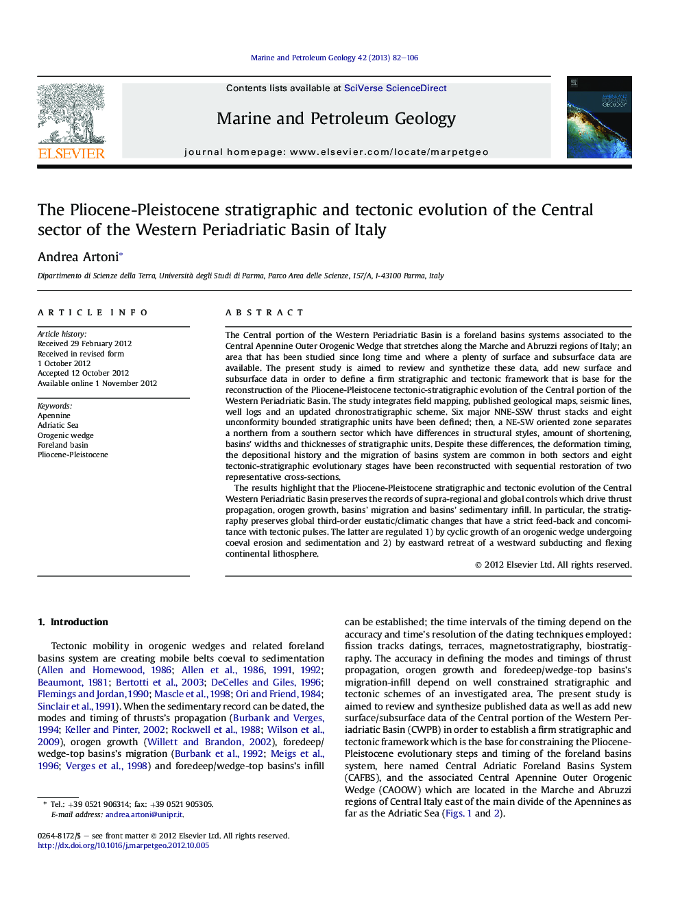 The Pliocene-Pleistocene stratigraphic and tectonic evolution of the Central sector of the Western Periadriatic Basin of Italy