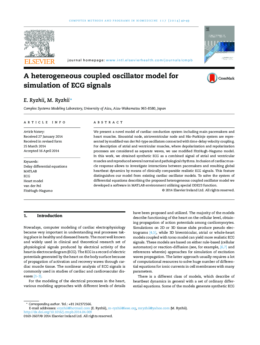 A heterogeneous coupled oscillator model for simulation of ECG signals