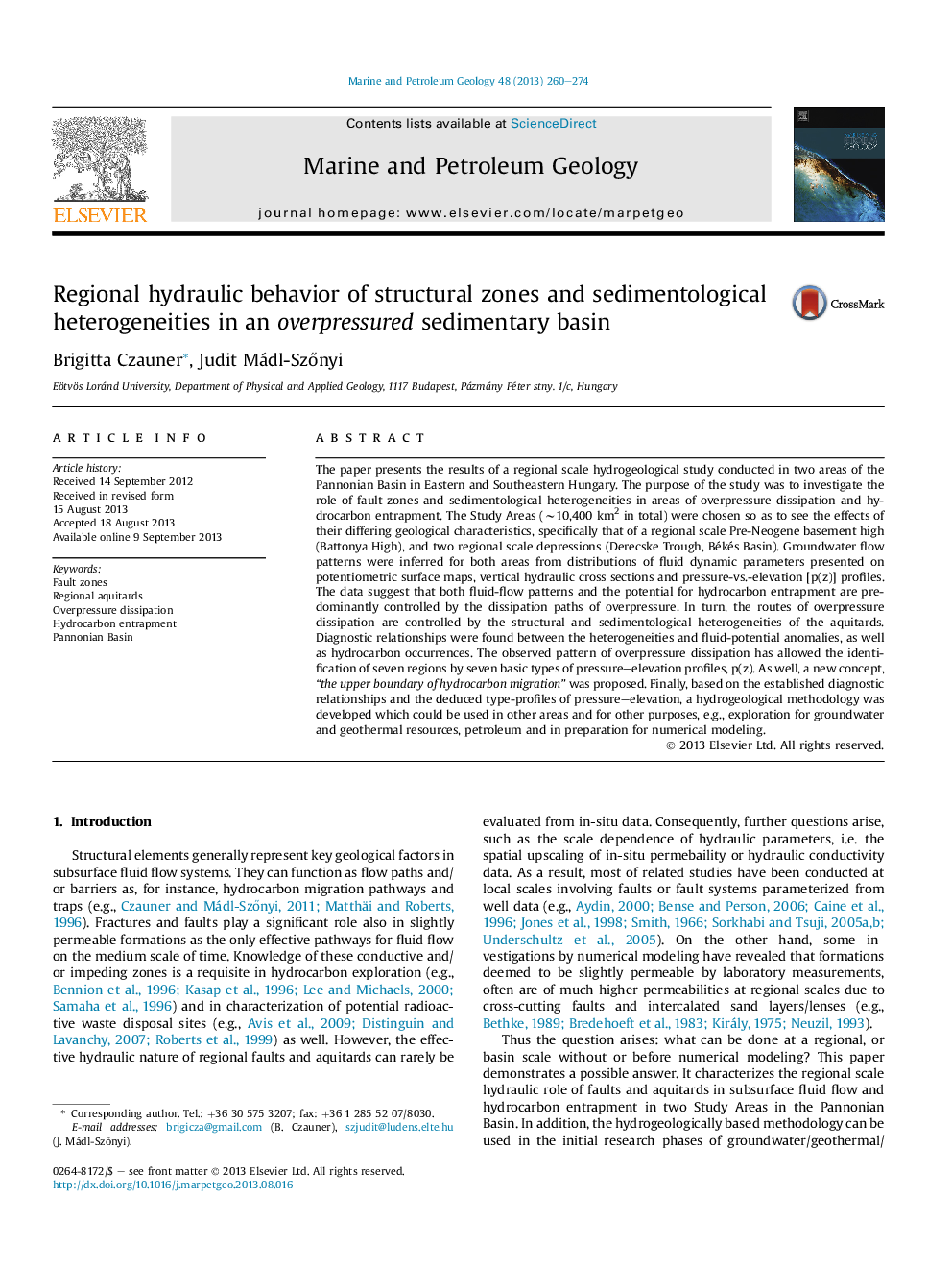 Regional hydraulic behavior of structural zones and sedimentological heterogeneities in an overpressured sedimentary basin