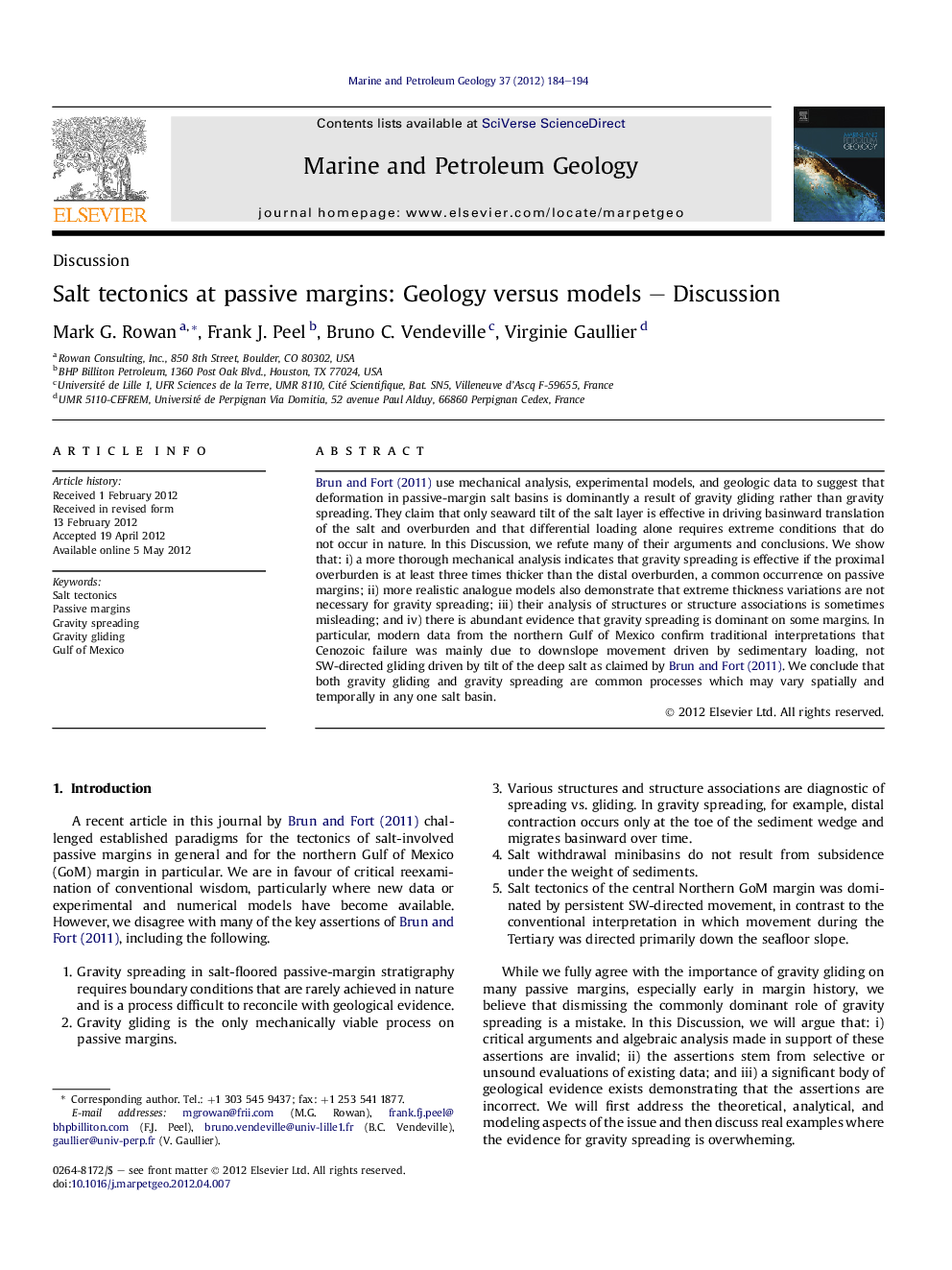 عکس صفحه اول مقاله: Salt tectonics at passive margins: Geology versus models – Discussion Salt tectonics at passive margins: Geology versus models – Discussion