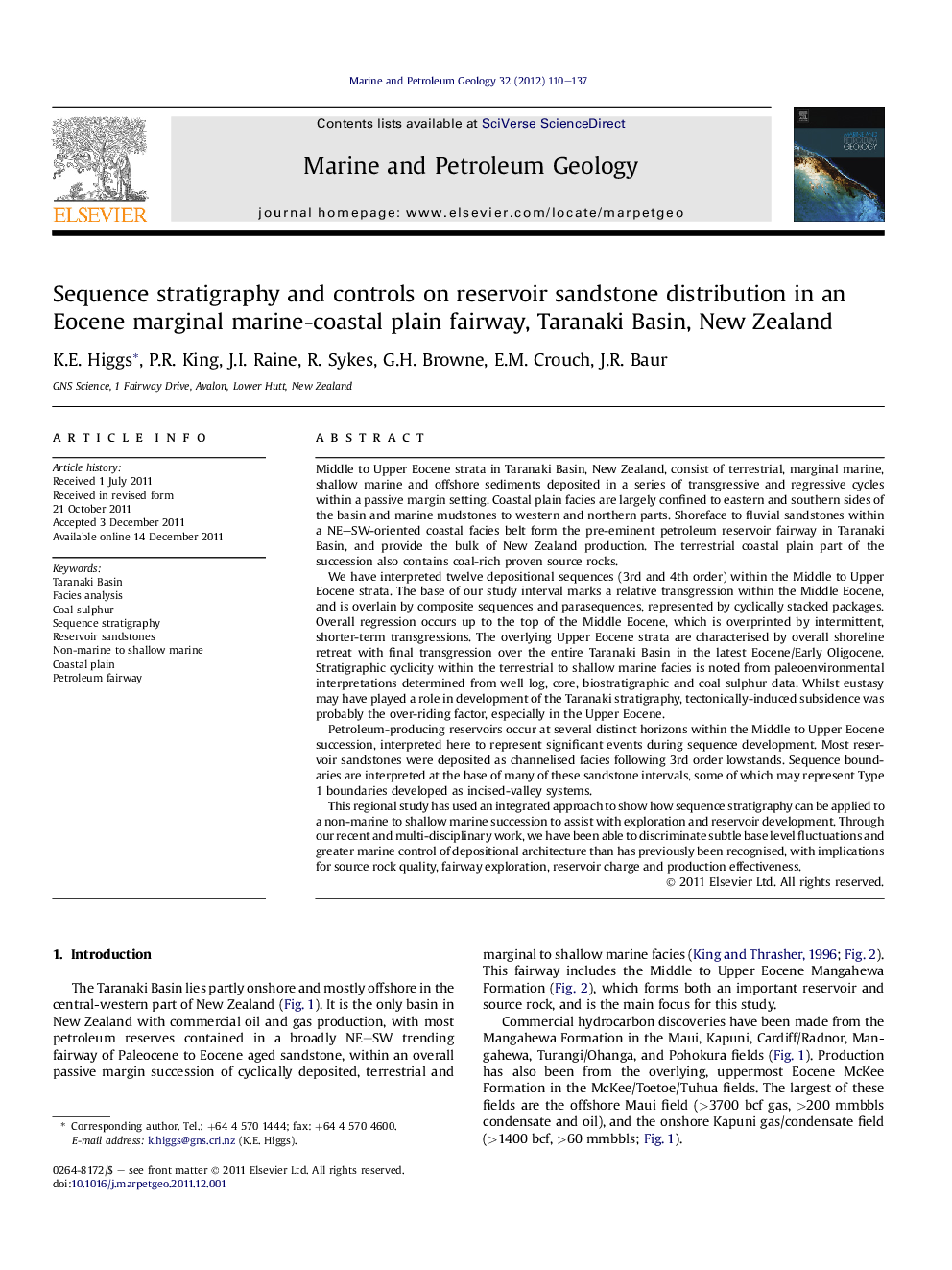 Sequence stratigraphy and controls on reservoir sandstone distribution in an Eocene marginal marine-coastal plain fairway, Taranaki Basin, New Zealand