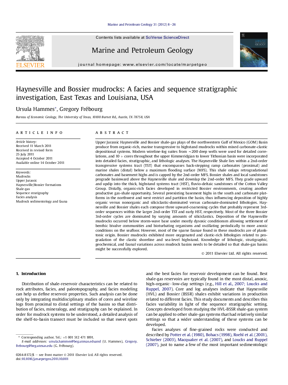 Haynesville and Bossier mudrocks: A facies and sequence stratigraphic investigation, East Texas and Louisiana, USA