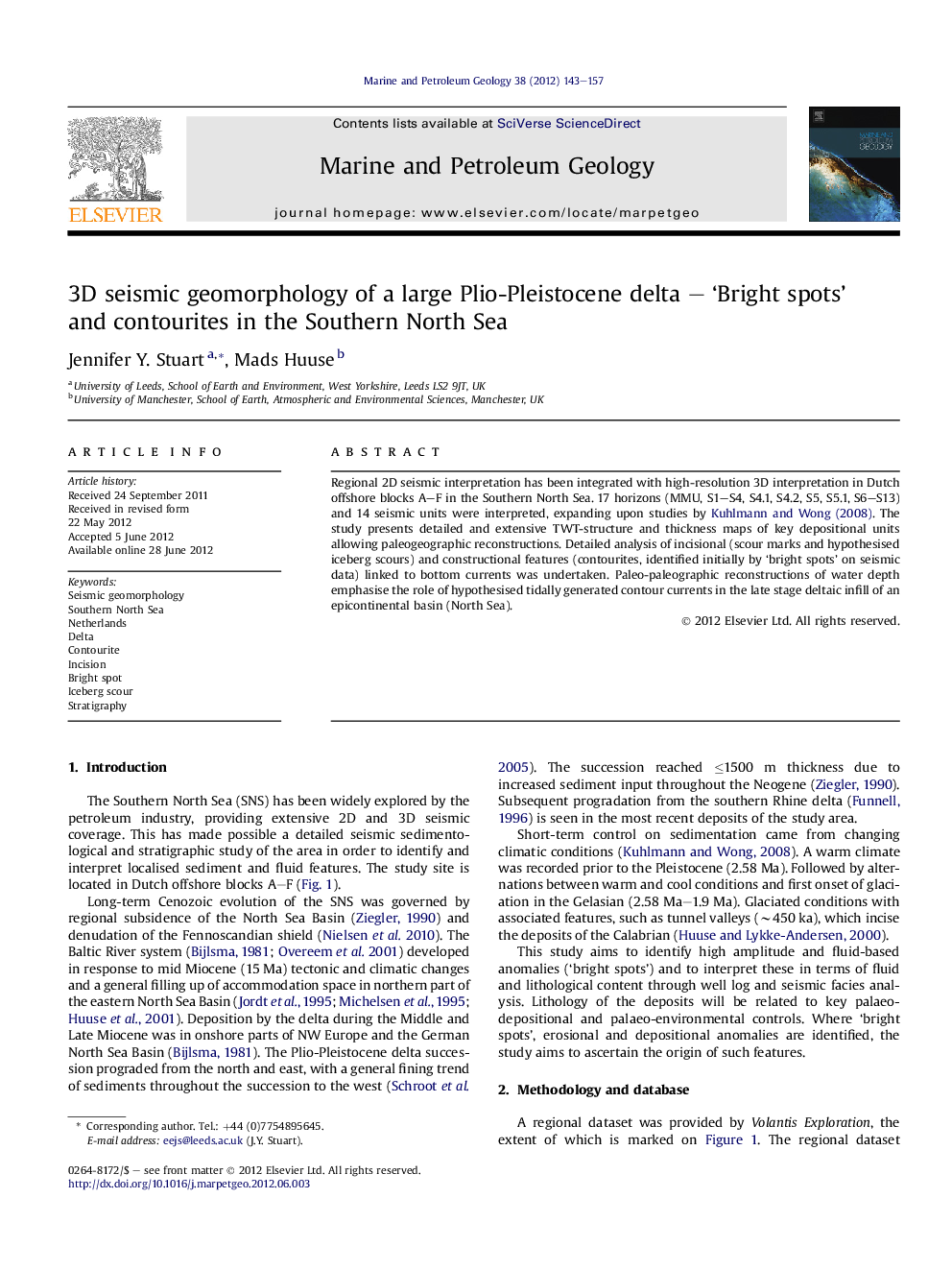 3D seismic geomorphology of a large Plio-Pleistocene delta – ‘Bright spots’ and contourites in the Southern North Sea