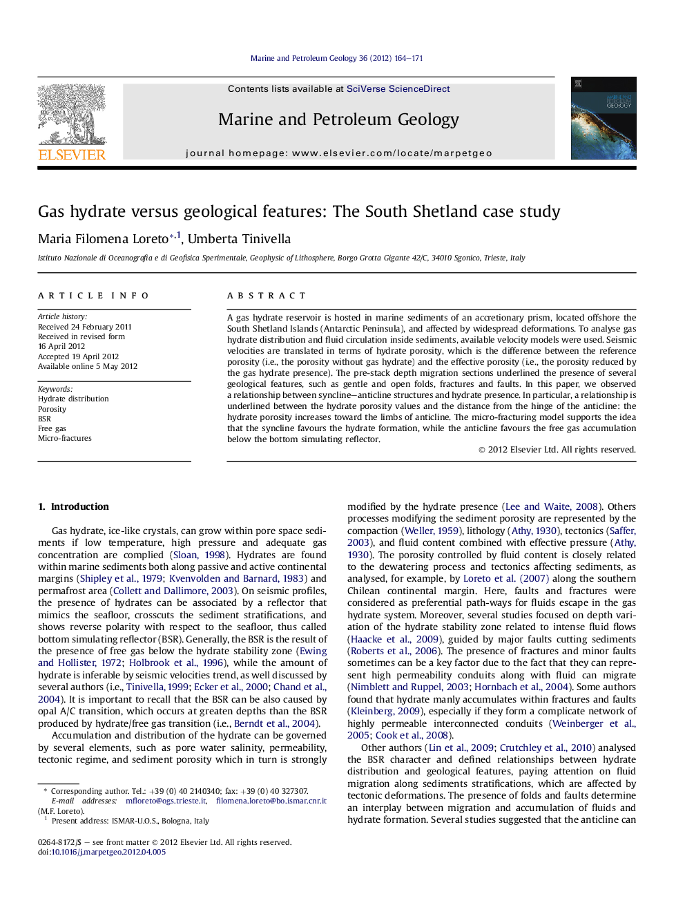 Gas hydrate versus geological features: The South Shetland case study