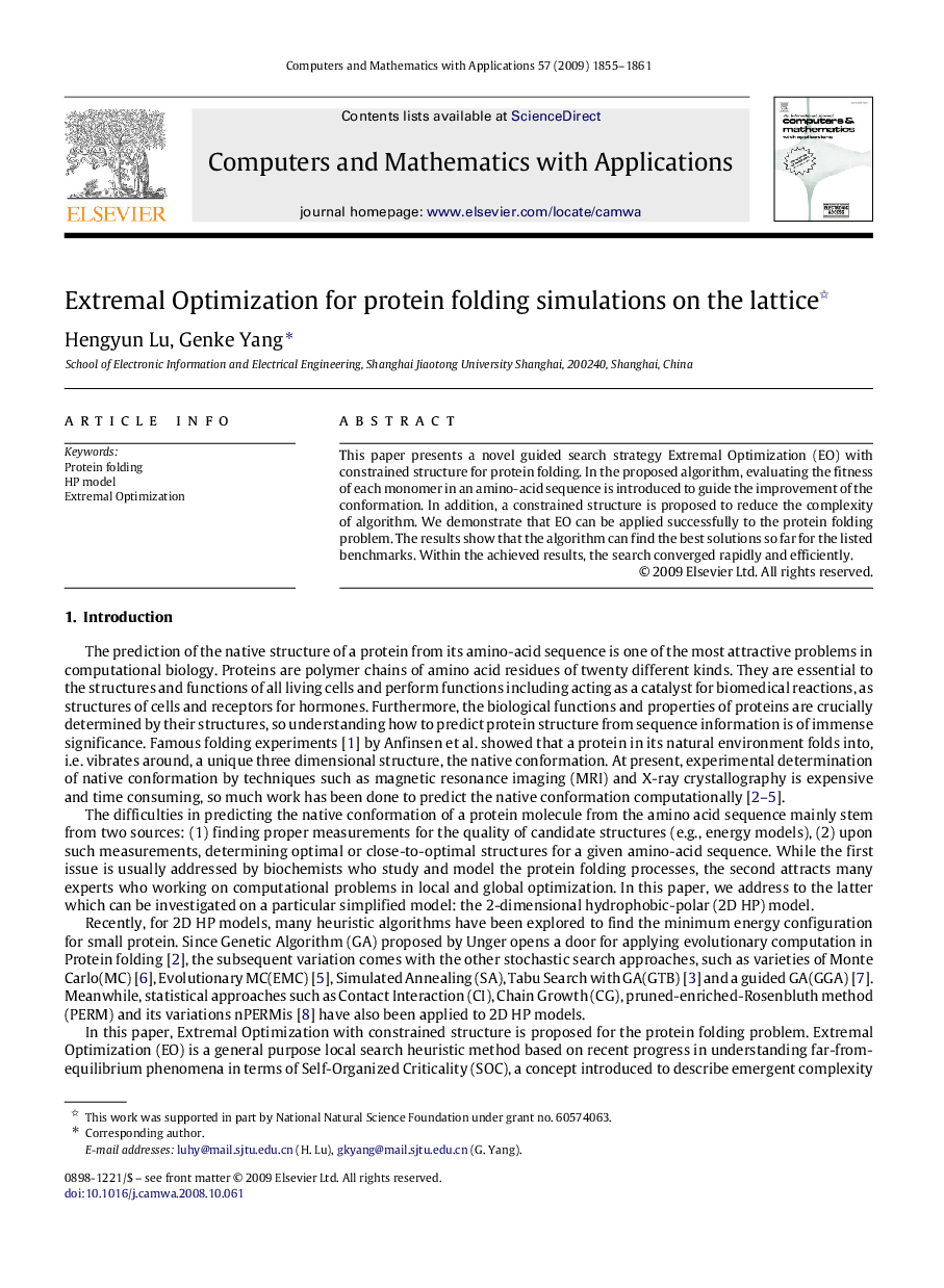 Extremal Optimization for protein folding simulations on the lattice 