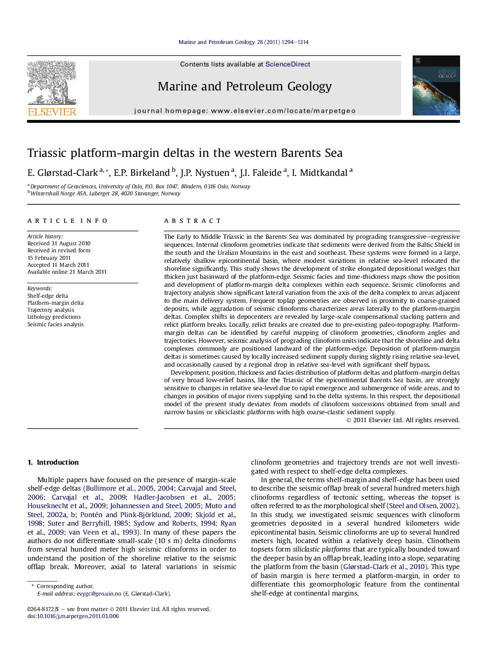 Triassic platform-margin deltas in the western Barents Sea