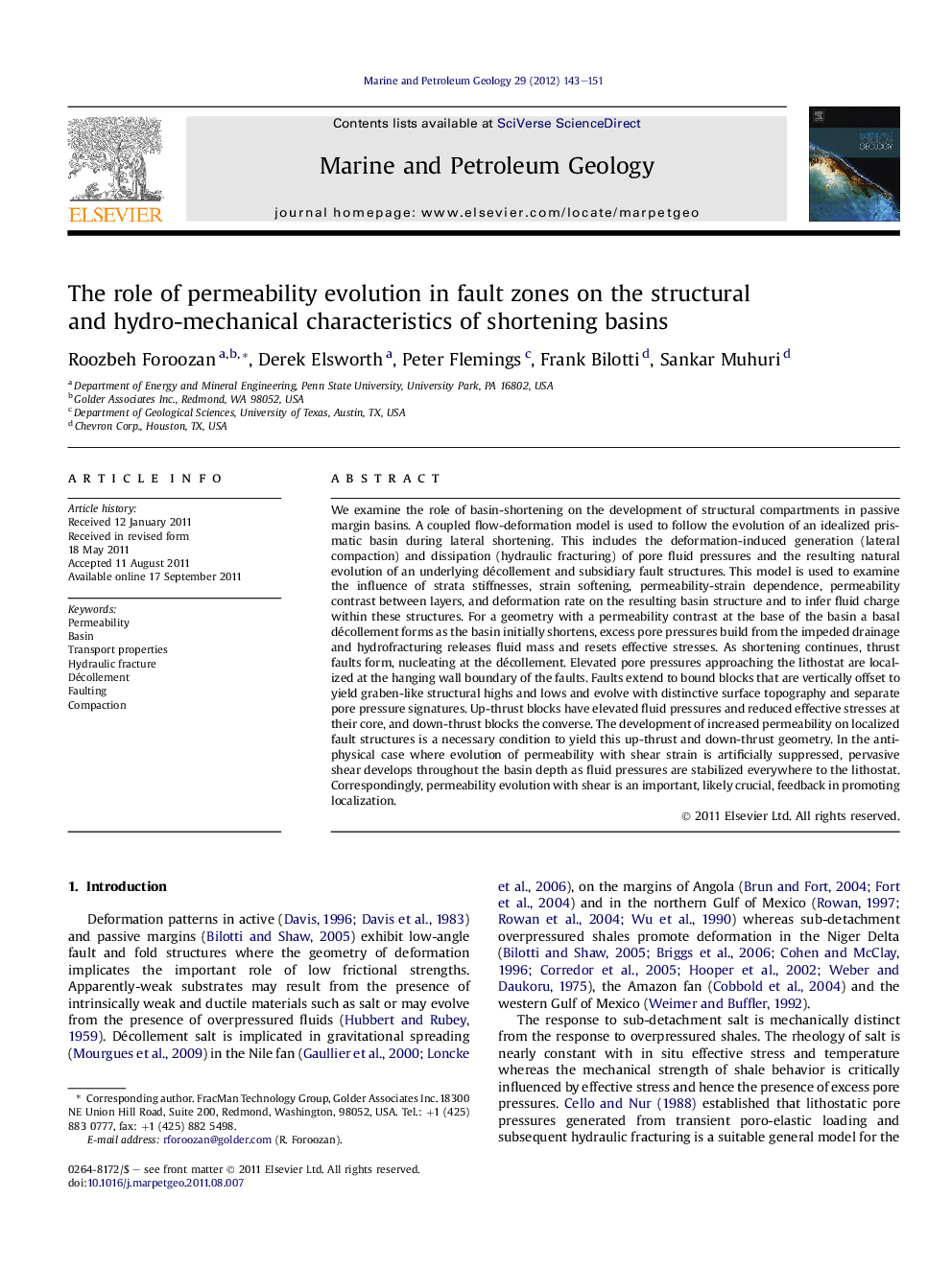 The role of permeability evolution in fault zones on the structural and hydro-mechanical characteristics of shortening basins