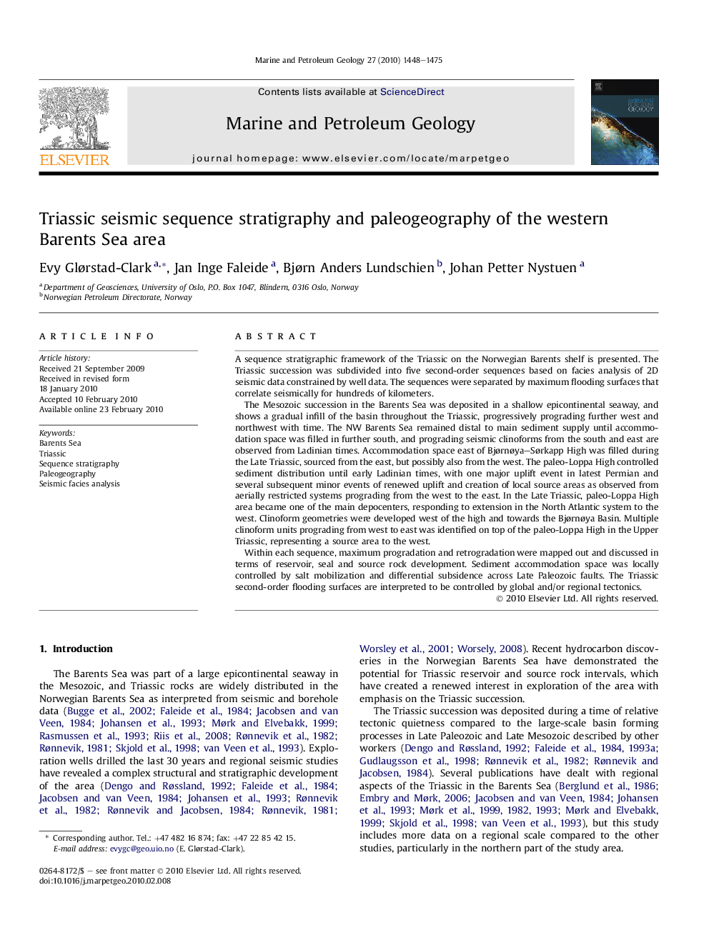 Triassic seismic sequence stratigraphy and paleogeography of the western Barents Sea area