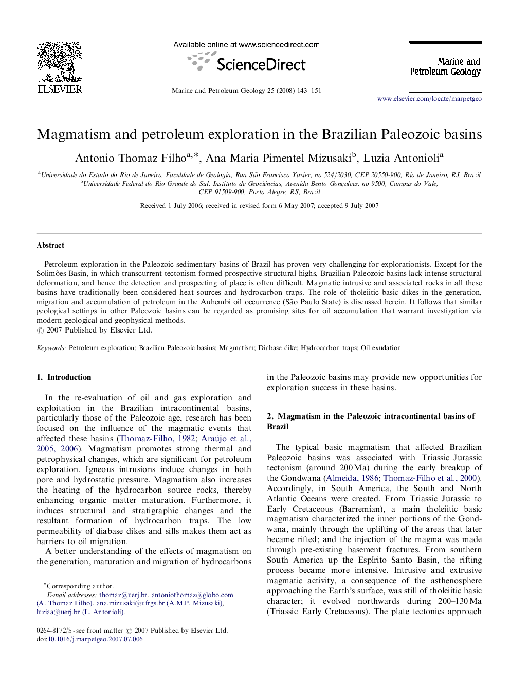 Magmatism and petroleum exploration in the Brazilian Paleozoic basins