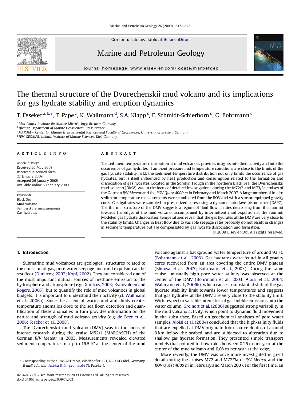 The thermal structure of the Dvurechenskii mud volcano and its implications for gas hydrate stability and eruption dynamics