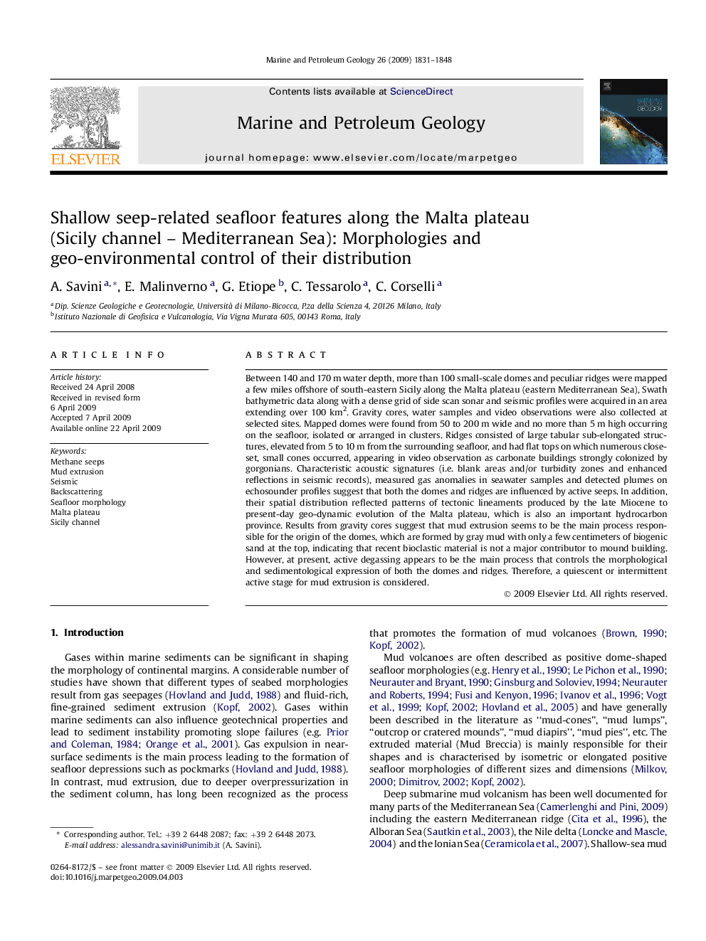 Shallow seep-related seafloor features along the Malta plateau (Sicily channel – Mediterranean Sea): Morphologies and geo-environmental control of their distribution