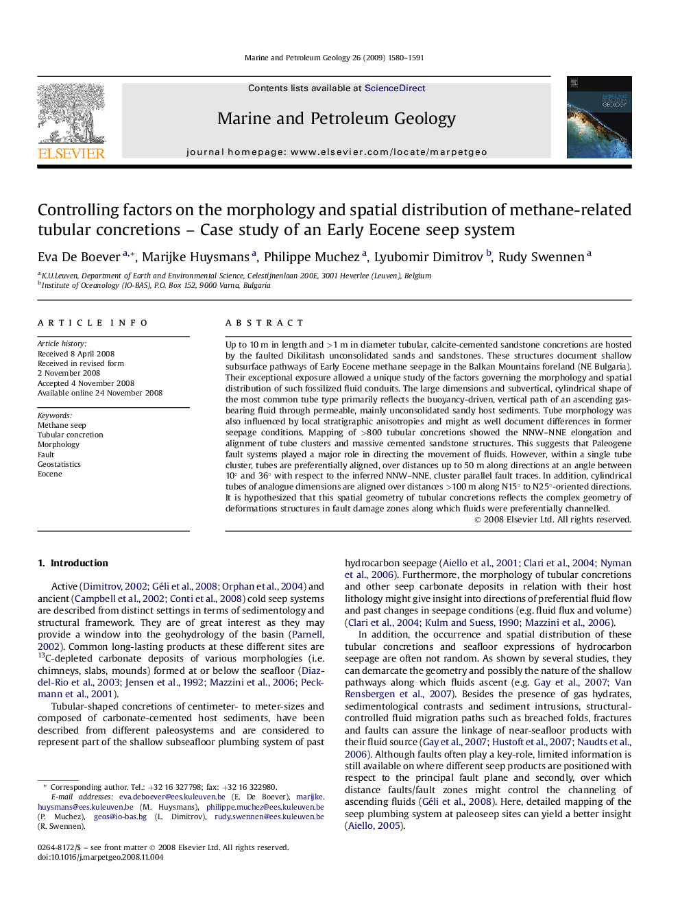 Controlling factors on the morphology and spatial distribution of methane-related tubular concretions – Case study of an Early Eocene seep system