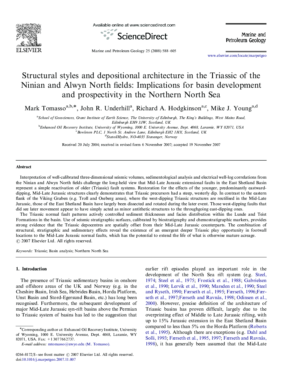 Structural styles and depositional architecture in the Triassic of the Ninian and Alwyn North fields: Implications for basin development and prospectivity in the Northern North Sea