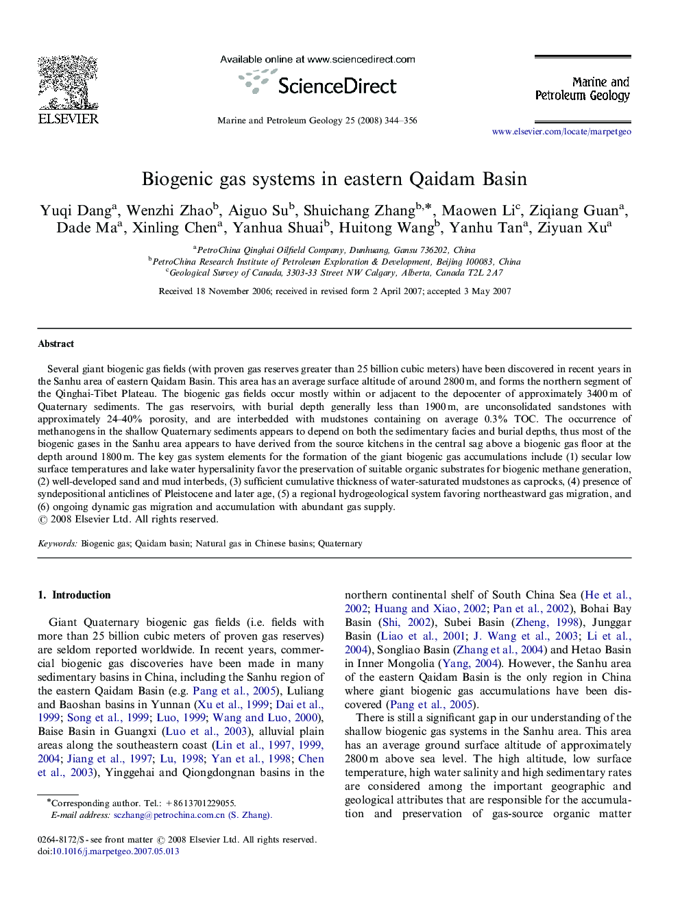 Biogenic gas systems in eastern Qaidam Basin