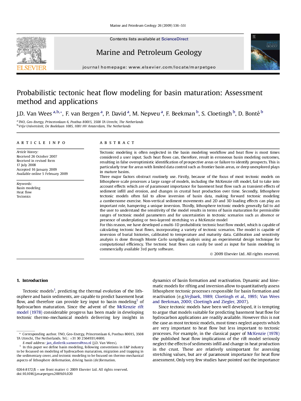 Probabilistic tectonic heat flow modeling for basin maturation: Assessment method and applications