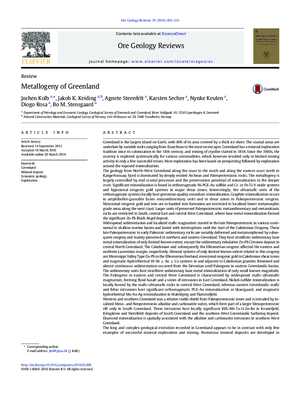 Metallogeny of Greenland