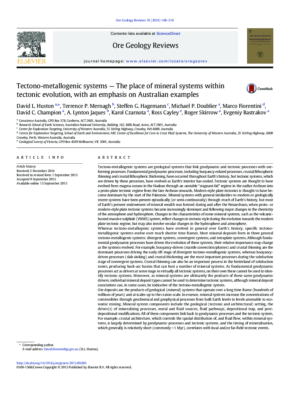 Tectono-metallogenic systems — The place of mineral systems within tectonic evolution, with an emphasis on Australian examples