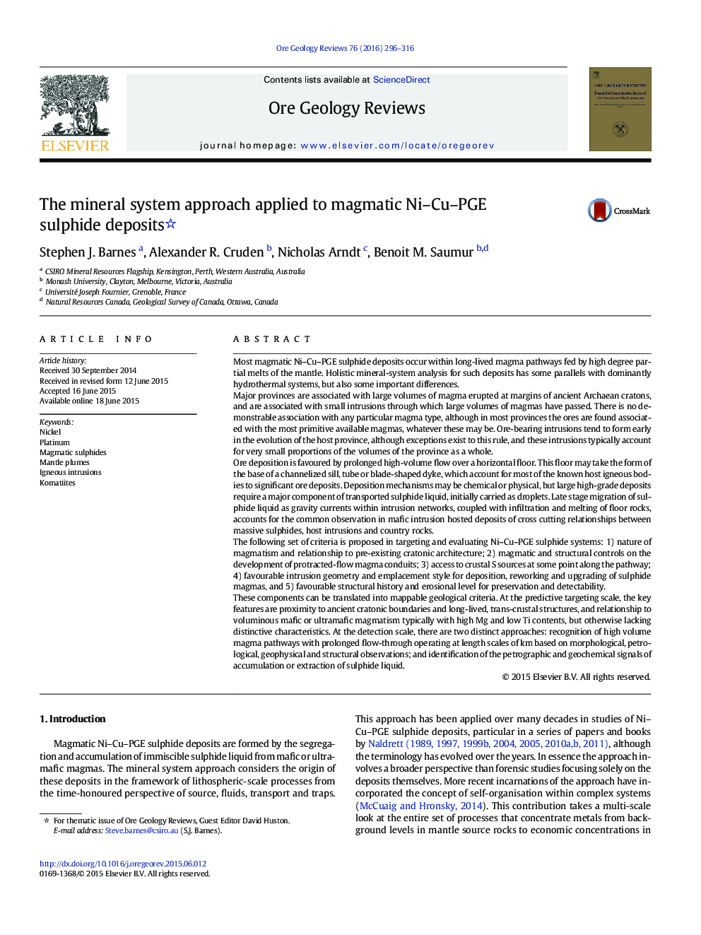 The mineral system approach applied to magmatic Ni–Cu–PGE sulphide deposits 