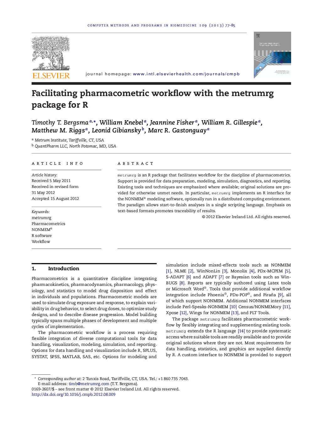 Facilitating pharmacometric workflow with the metrumrg package for R