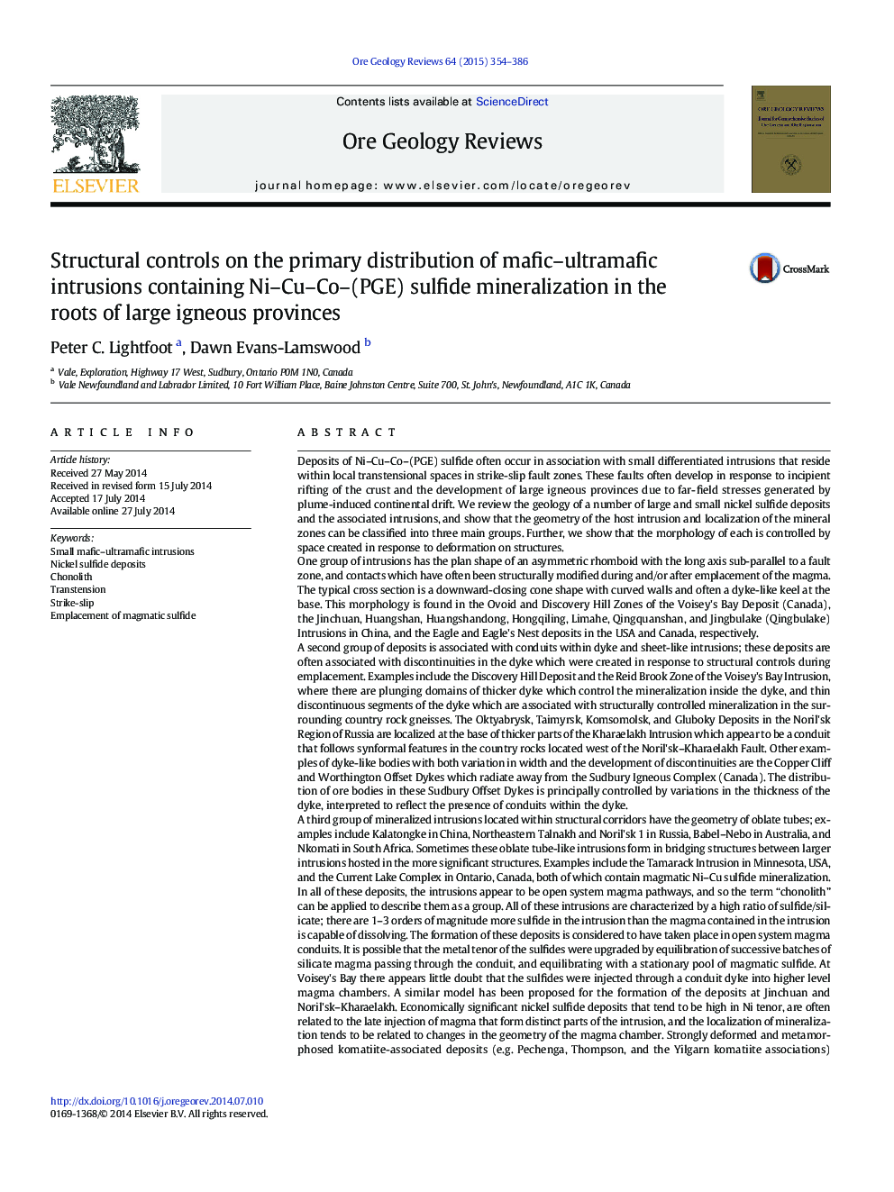 Structural controls on the primary distribution of mafic–ultramafic intrusions containing Ni–Cu–Co–(PGE) sulfide mineralization in the roots of large igneous provinces