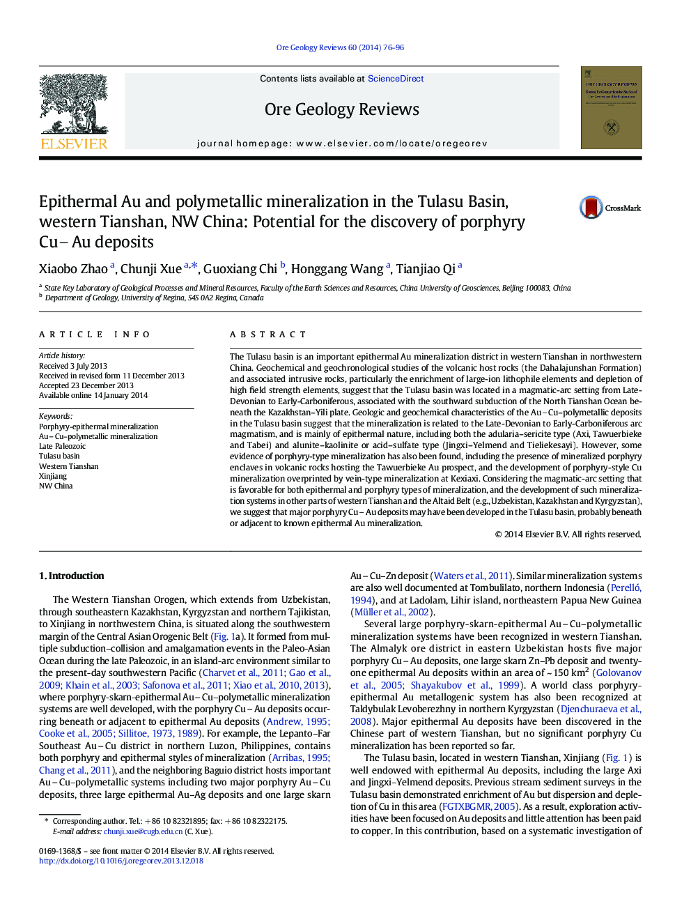 Epithermal Au and polymetallic mineralization in the Tulasu Basin, western Tianshan, NW China: Potential for the discovery of porphyry CuAu deposits