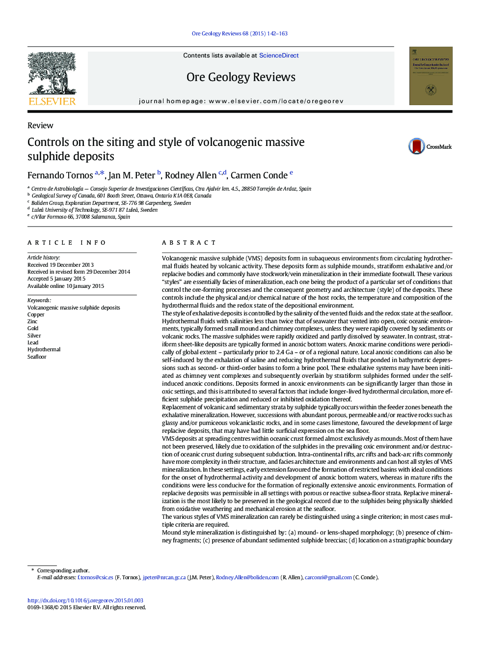 Controls on the siting and style of volcanogenic massive sulphide deposits