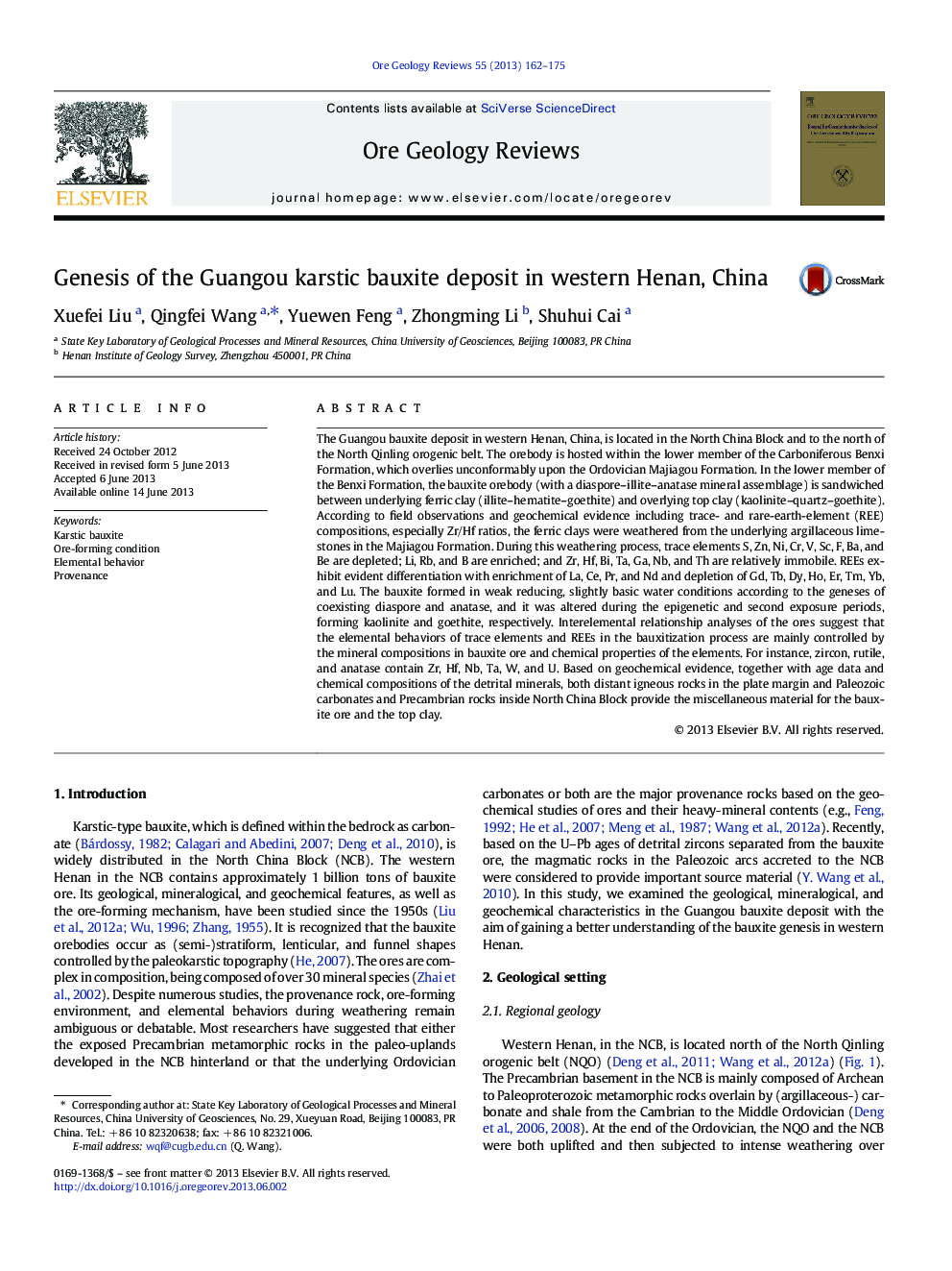 Genesis of the Guangou karstic bauxite deposit in western Henan, China