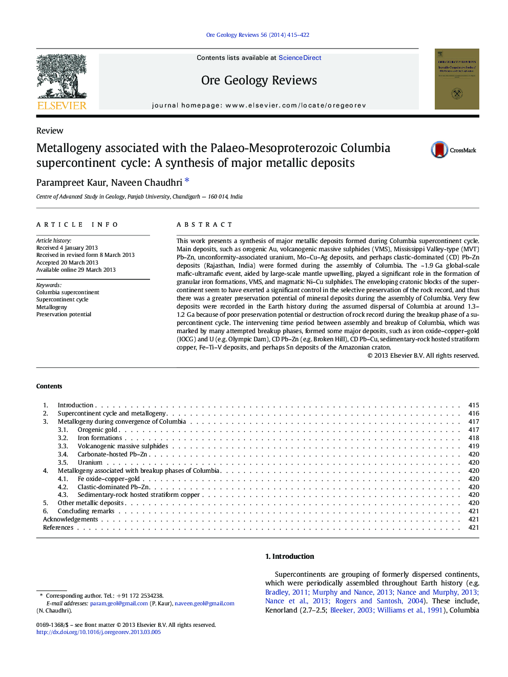 Metallogeny associated with the Palaeo-Mesoproterozoic Columbia supercontinent cycle: A synthesis of major metallic deposits