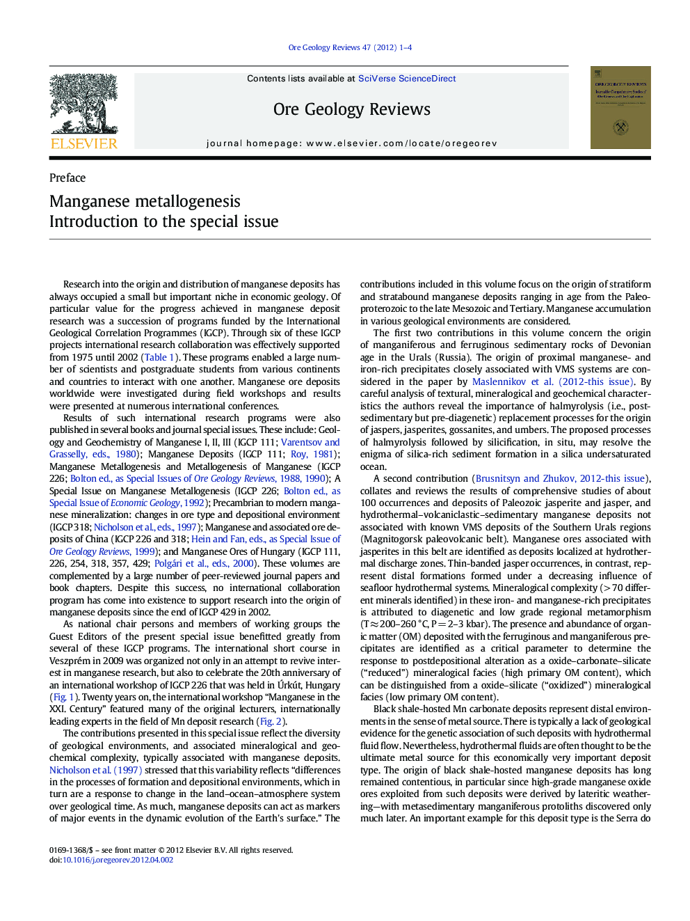 Manganese metallogenesis