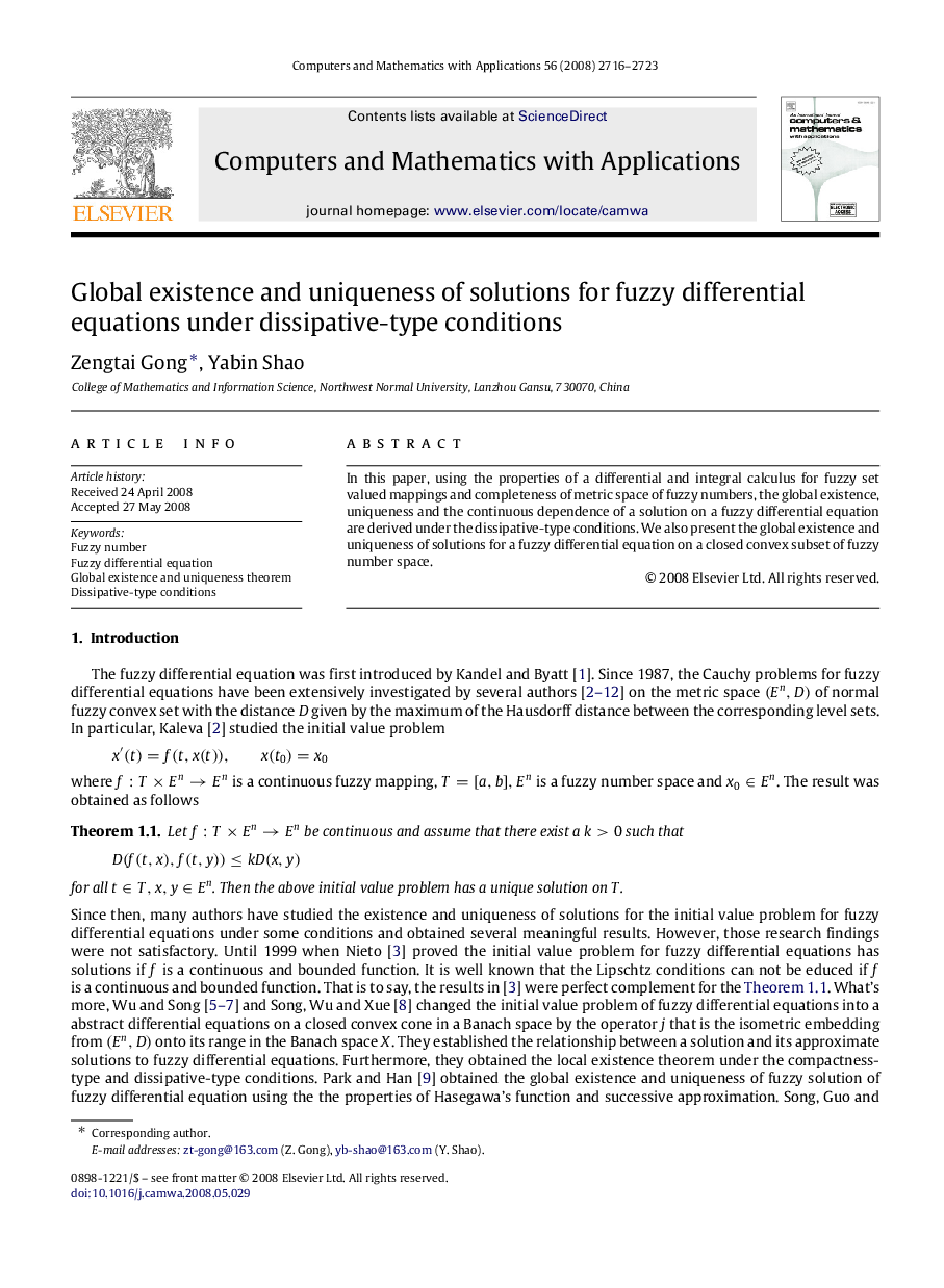 Global existence and uniqueness of solutions for fuzzy differential equations under dissipative-type conditions