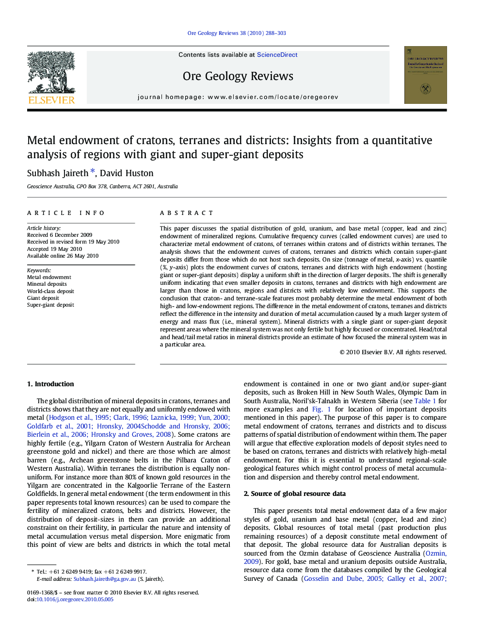 Metal endowment of cratons, terranes and districts: Insights from a quantitative analysis of regions with giant and super-giant deposits