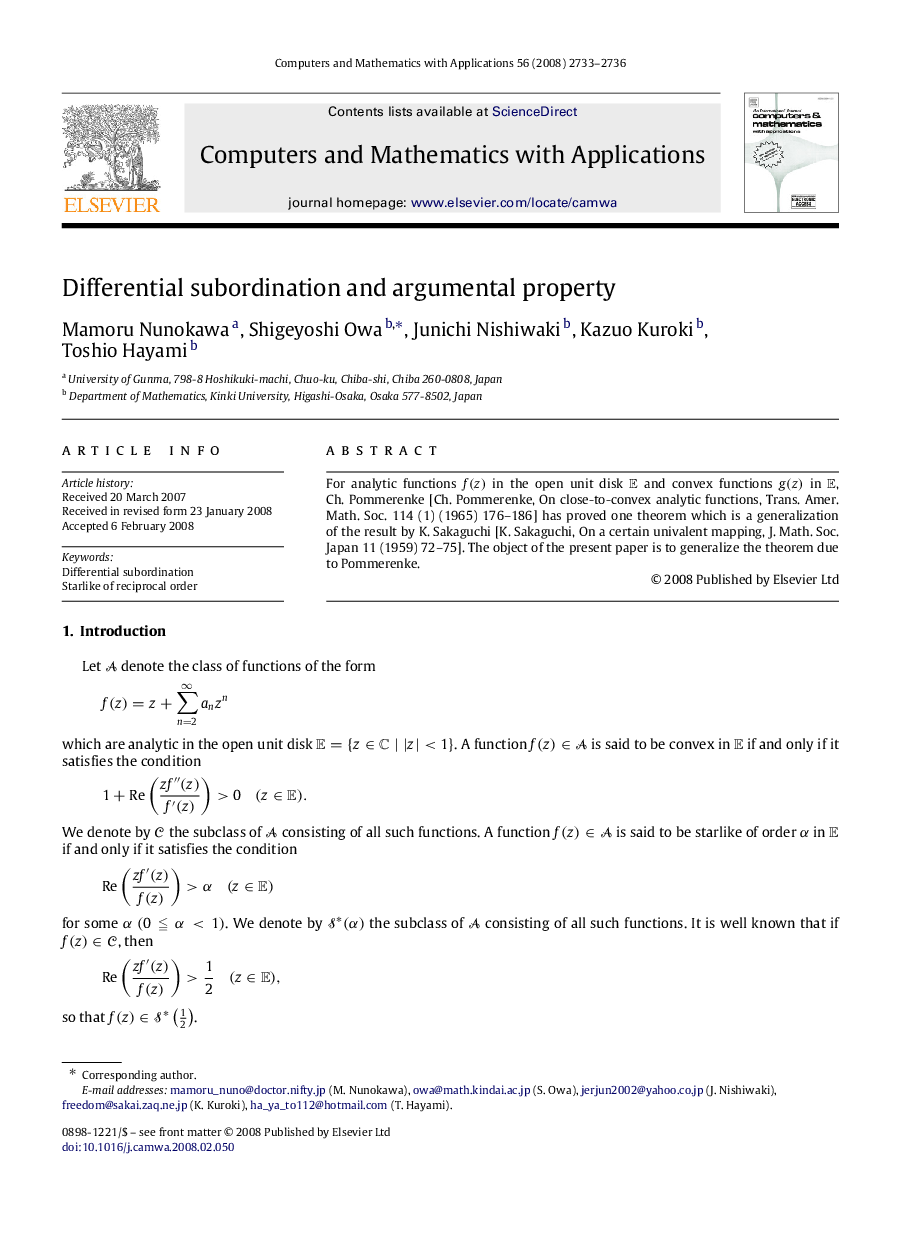 Differential subordination and argumental property